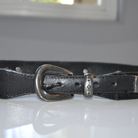 Vintage Black Leather Belt with Studs main image 6